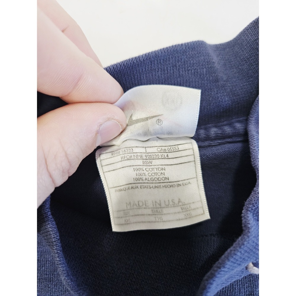 Vintage 90s Nike White Tag Embroidered Logo Navy Blue Mockneck Shirt Size XXL - Picture 6 of 7